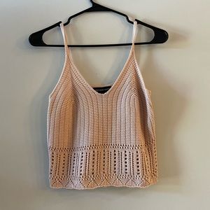 Streetwear Society Knitted, Cropped Light Pink Tank Top Size Medium